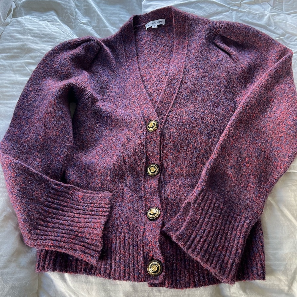 Veronica Beard Burgundy Knit Cardigan
